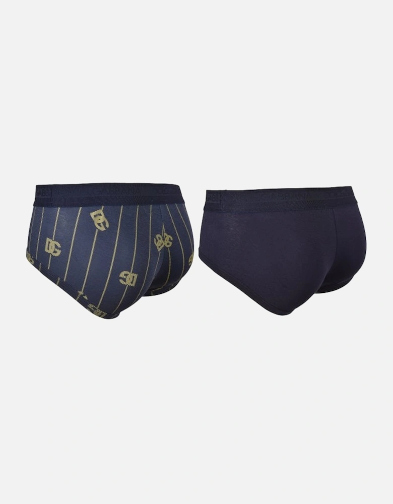 2-Pack DG Logo & Stripes Brando Briefs, Blue/gold/yellow