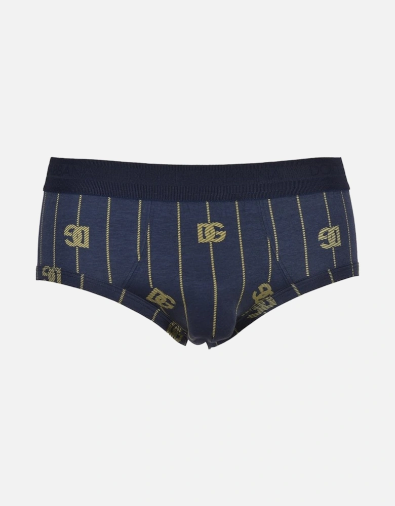 2-Pack DG Logo & Stripes Brando Briefs, Blue/gold/yellow