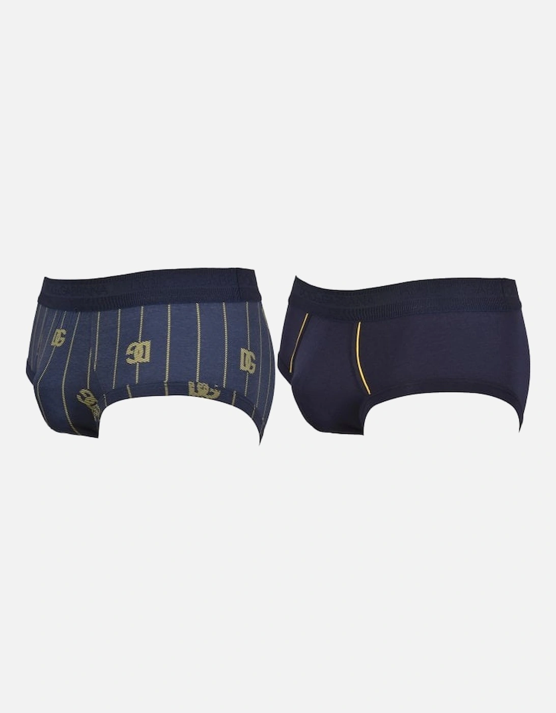 2-Pack DG Logo & Stripes Brando Briefs, Blue/gold/yellow