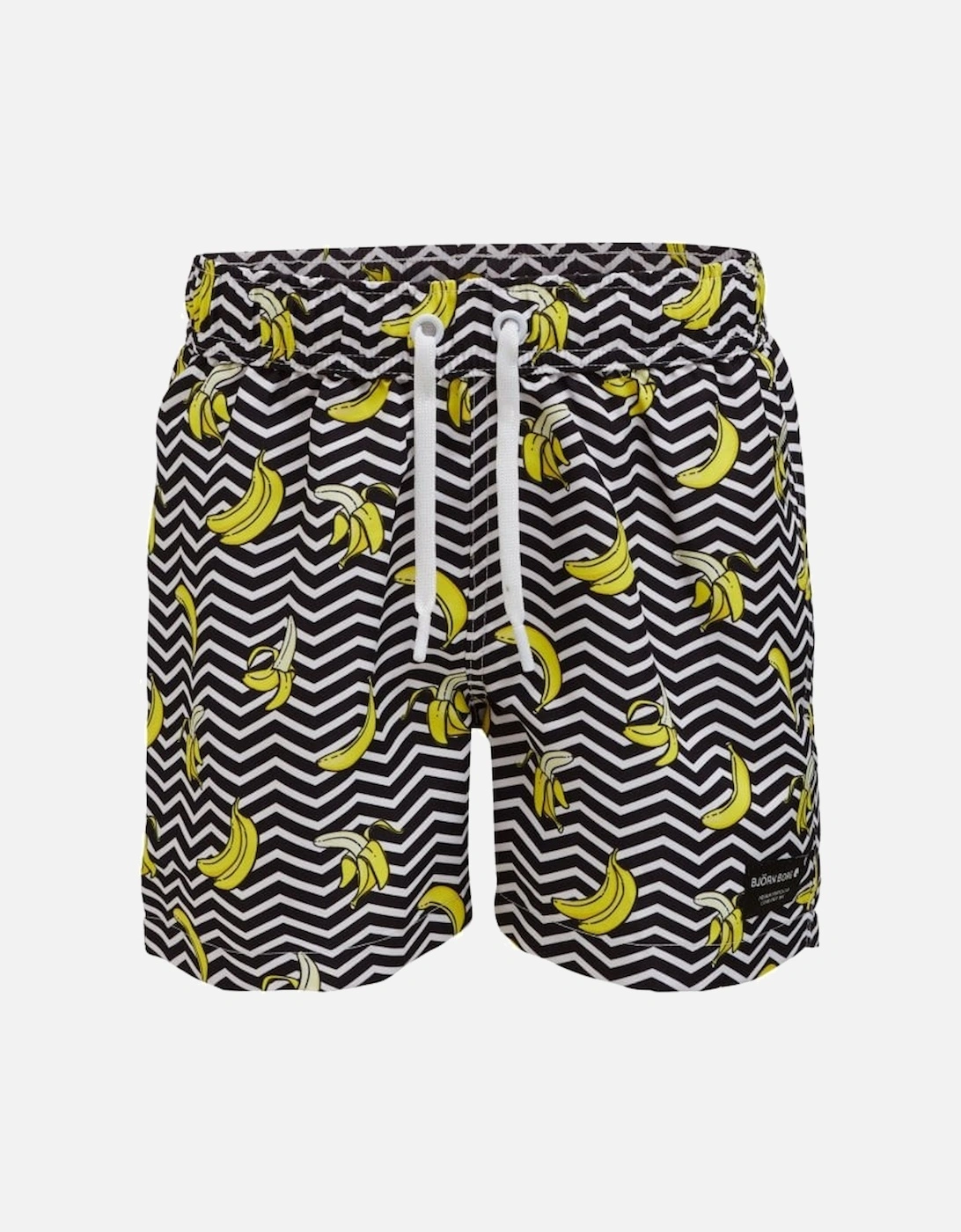 Banana Stripe Boys Swim Shorts, Black, 3 of 2