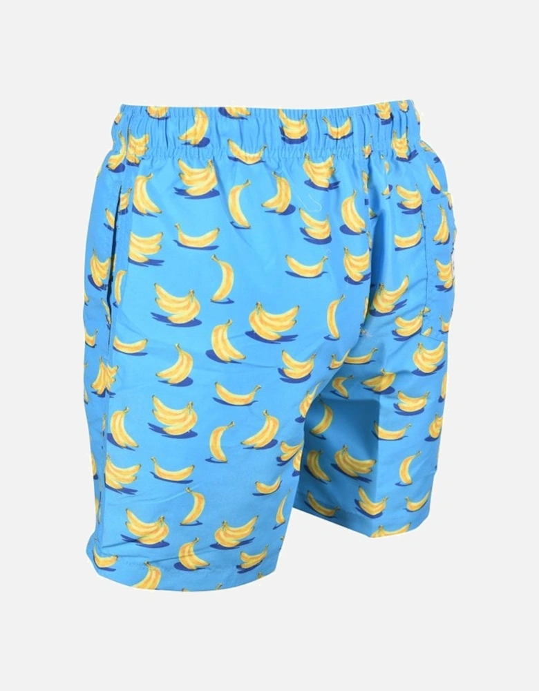 Bananas Print Swim Shorts, Blue