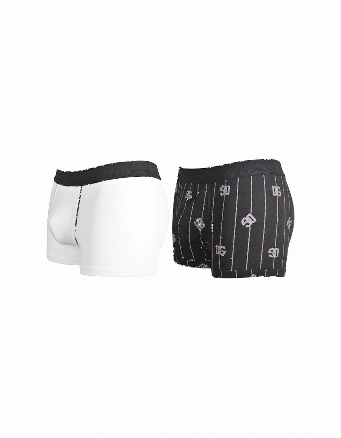 2-Pack DG Logo & Stripes Boxer Trunks, Black/White