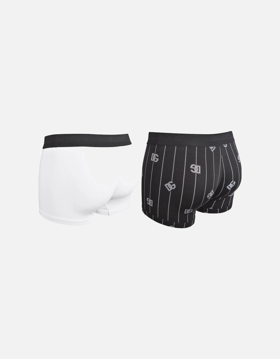 2-Pack DG Logo & Stripes Boxer Trunks, Black/White