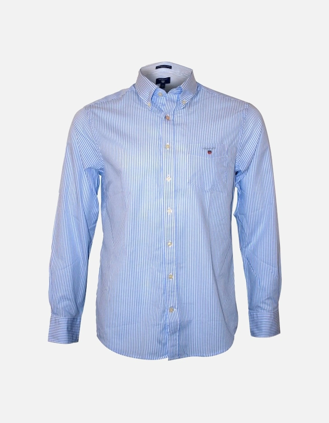 Regular Fit Broadcloth Banker Stripe Shirt, Capri Blue, 6 of 5
