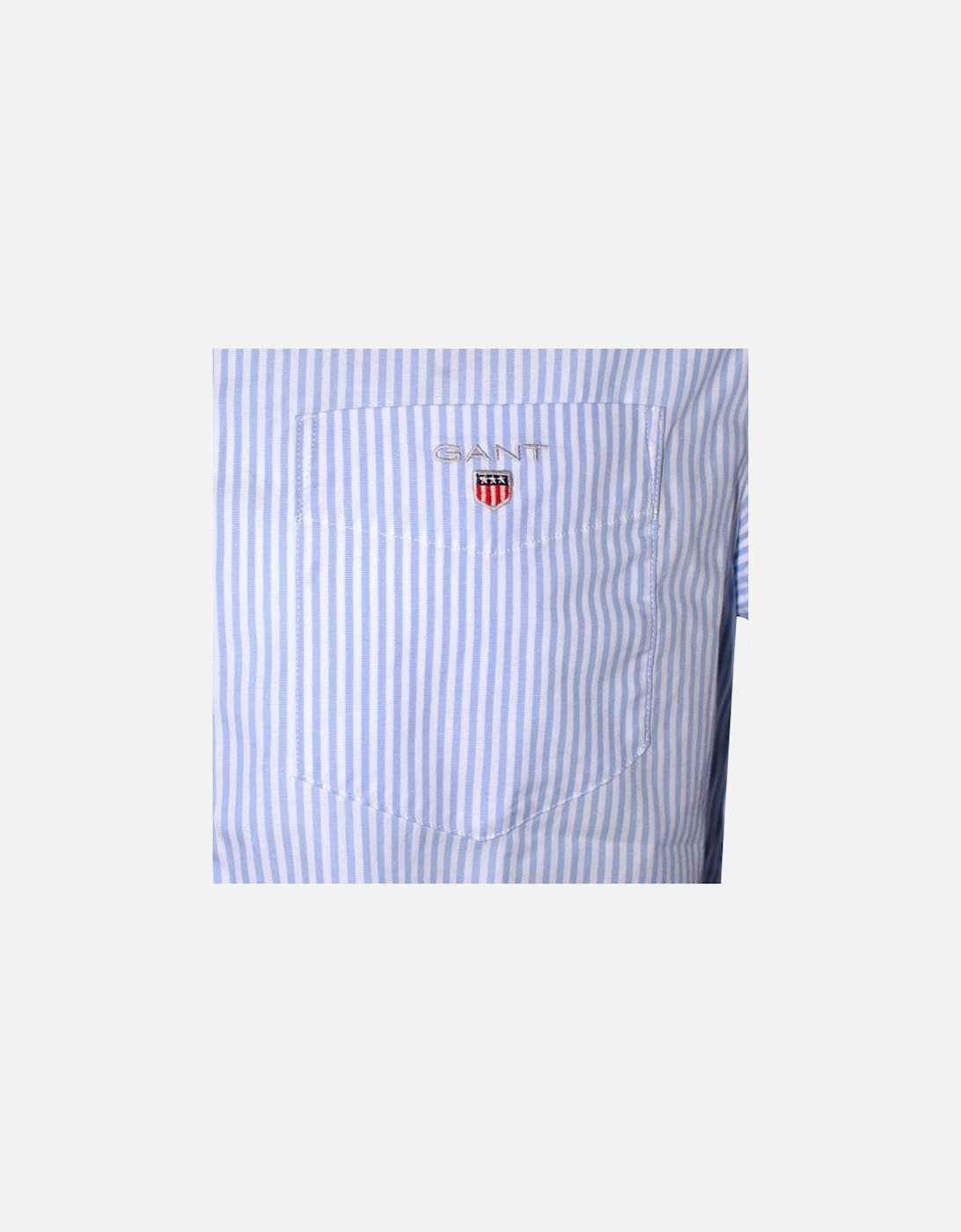 Regular Fit Broadcloth Banker Stripe Shirt, Capri Blue