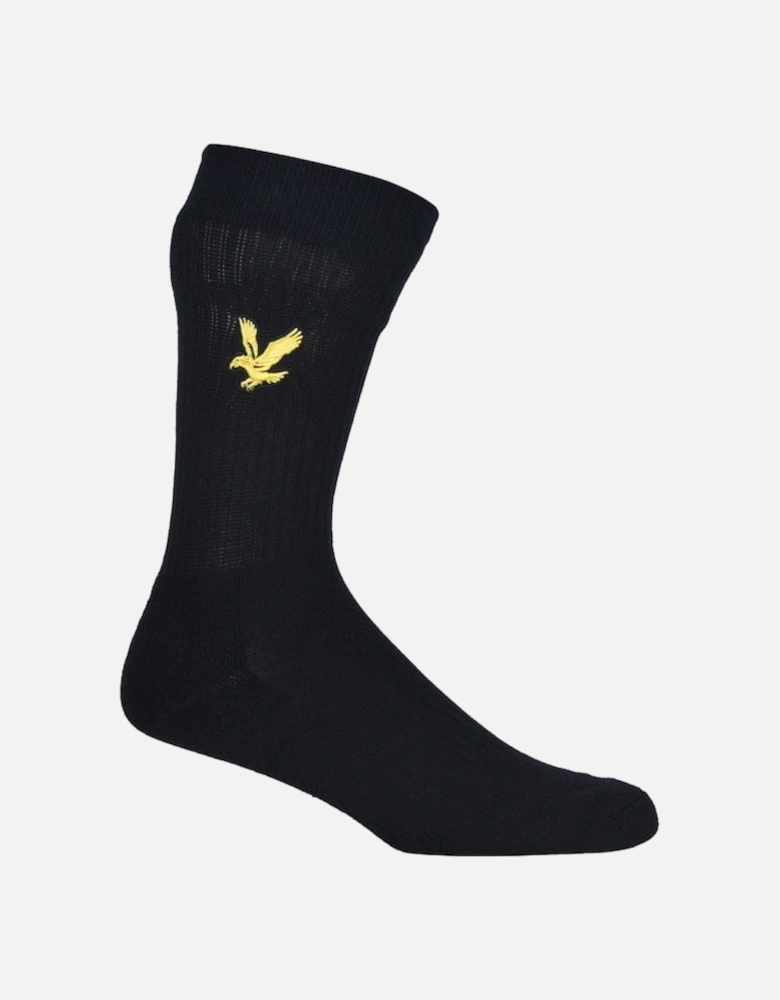 3-Pack Big Eagle Logo Sports Socks, Black/White/Grey