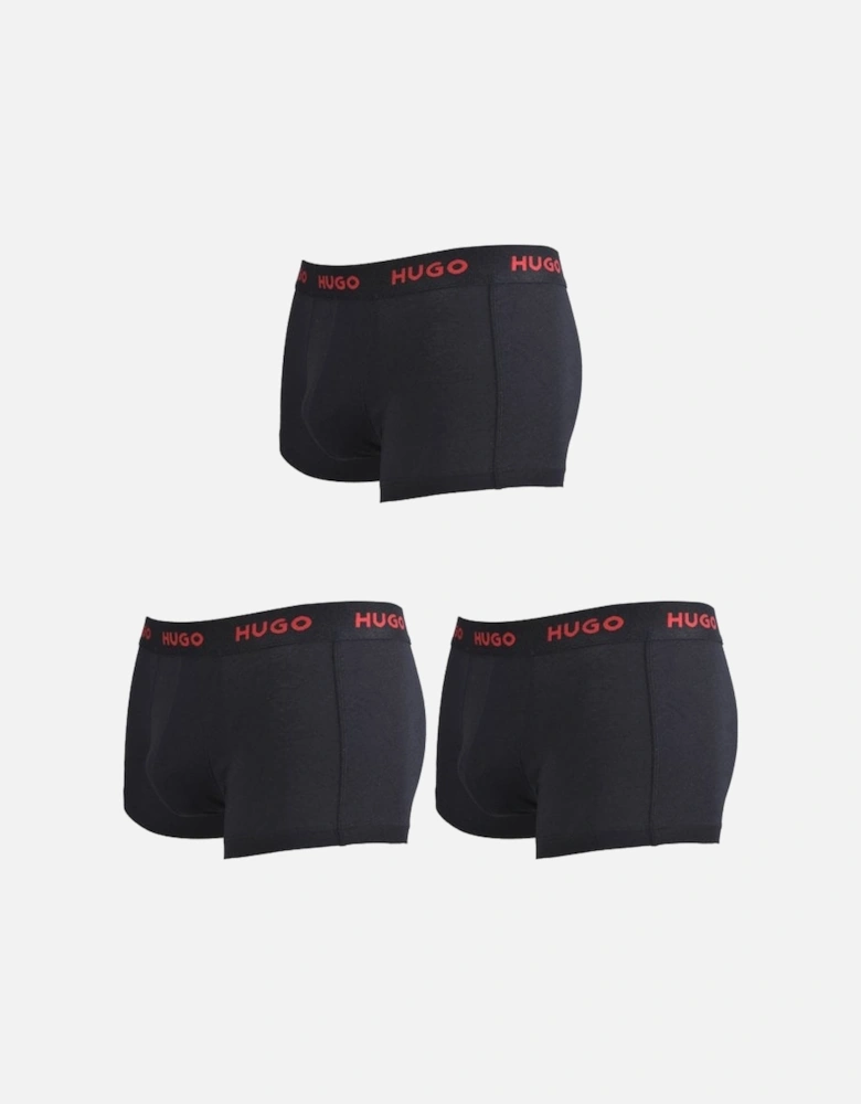 3-Pack Classic Logo Boxer Trunks, Black/red