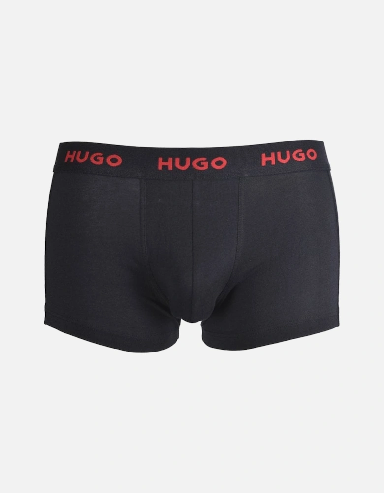 3-Pack Classic Logo Boxer Trunks, Black/red