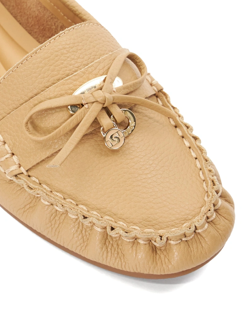 Ladies Grovers - Leather Moccasins With Bow Detail