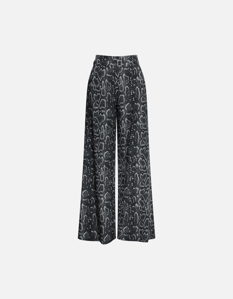 Python Print Trousers Black-Beige