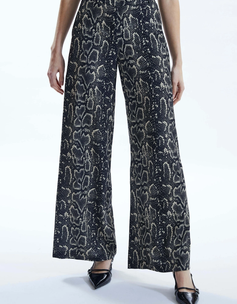 Python Print Trousers Black-Beige