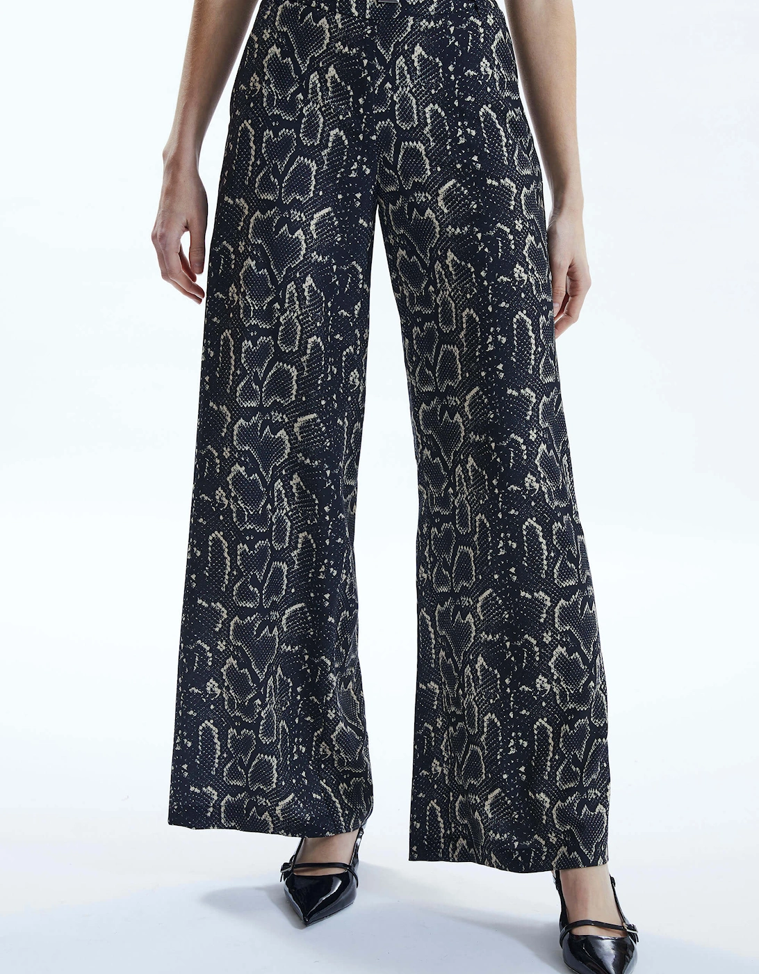 Python Print Trousers Black-Beige, 2 of 1