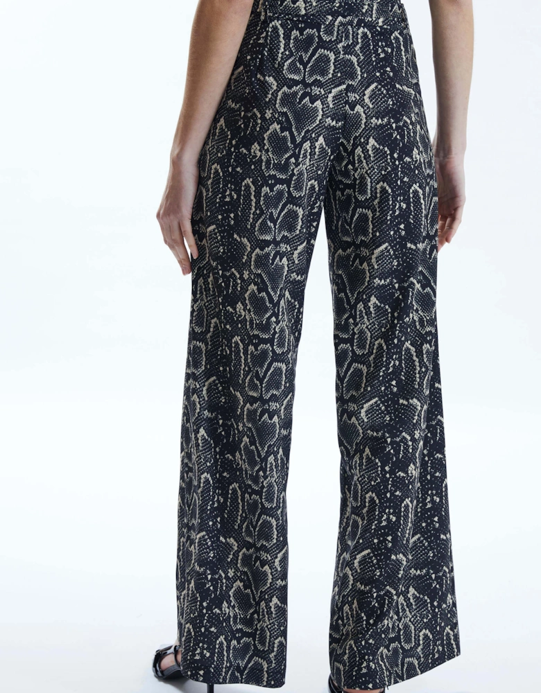 Python Print Trousers Black-Beige