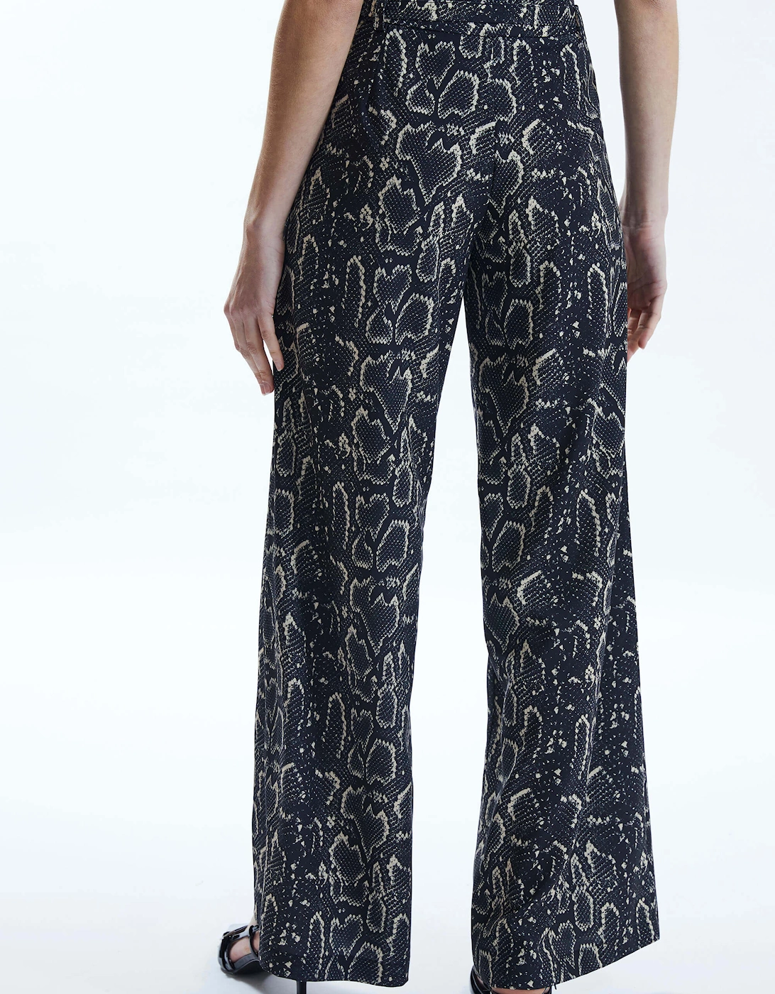 Python Print Trousers Black-Beige