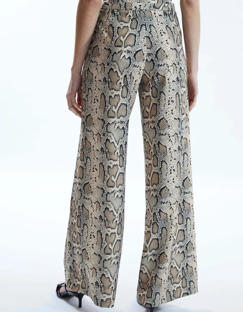 Python Print Trousers Beige