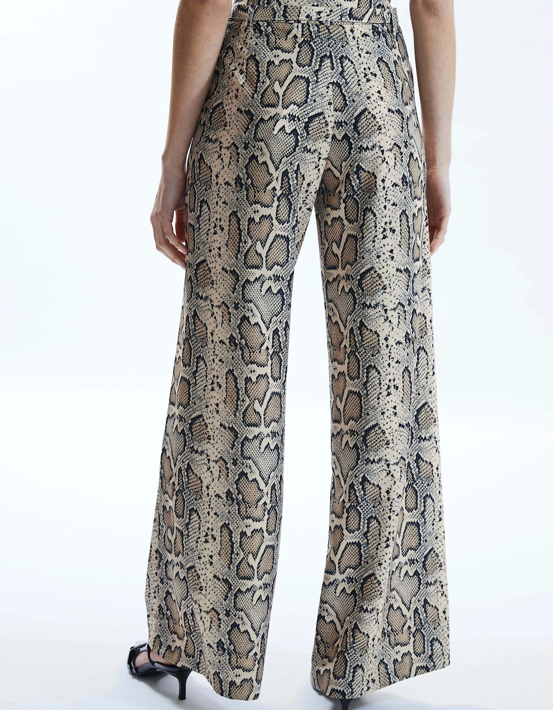 Python Print Trousers Beige