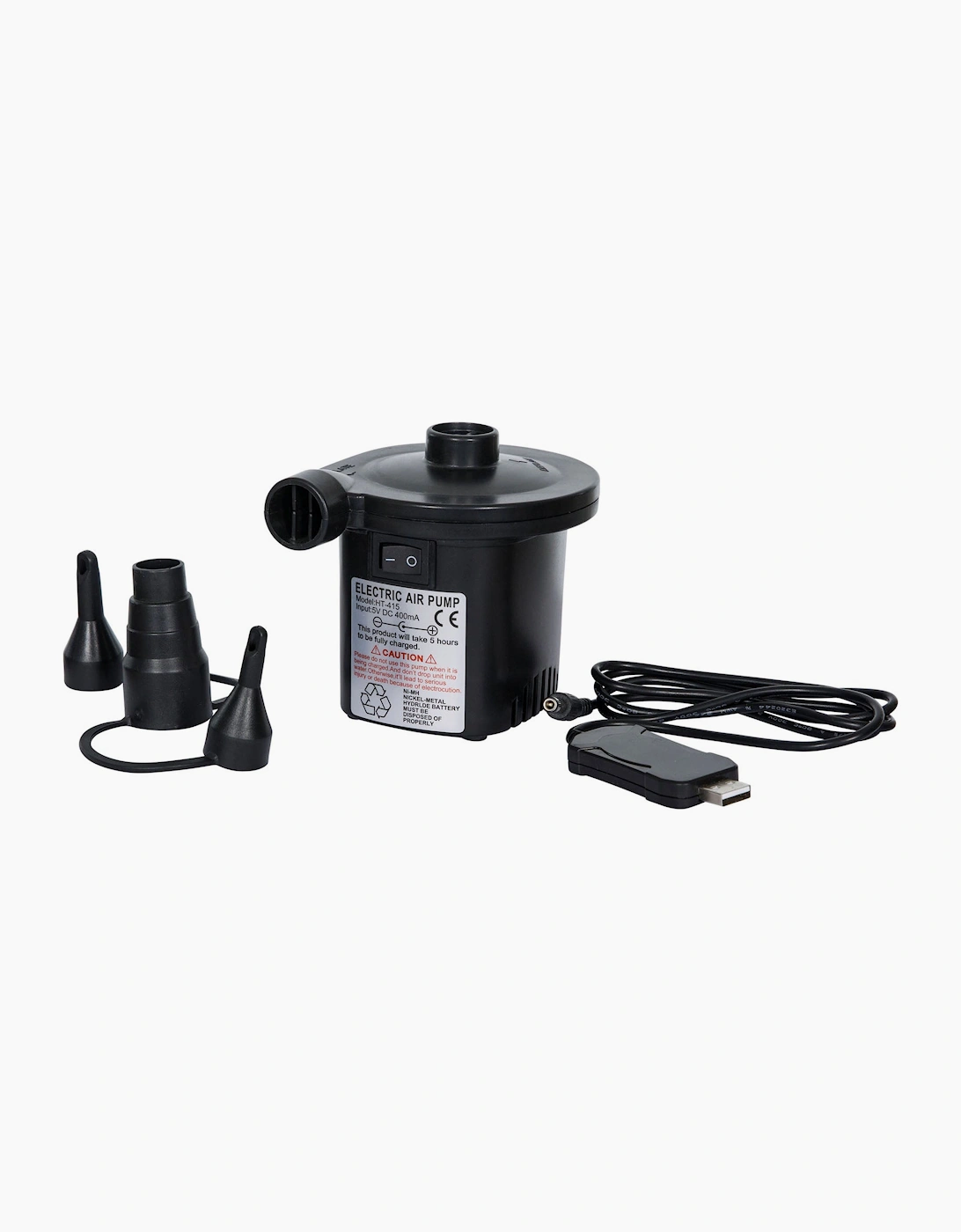 Trespass Cyclone Cordless USB Electric Airbed Air Matress Pump - Black - Image 4