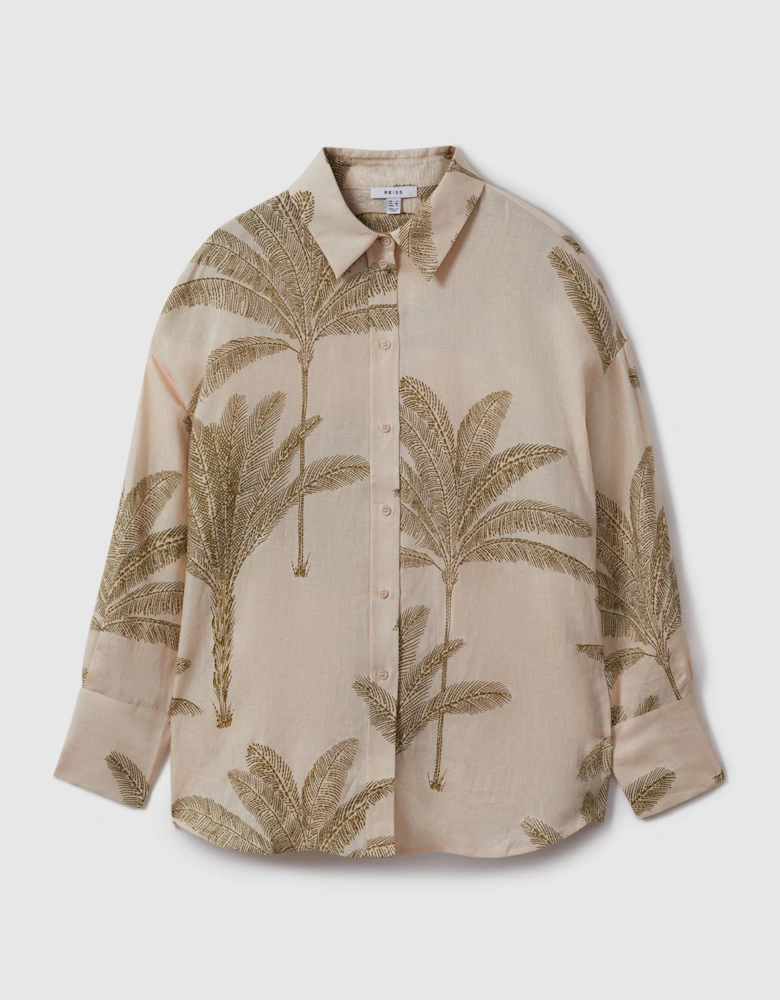 Linen Tropical Print Shirt