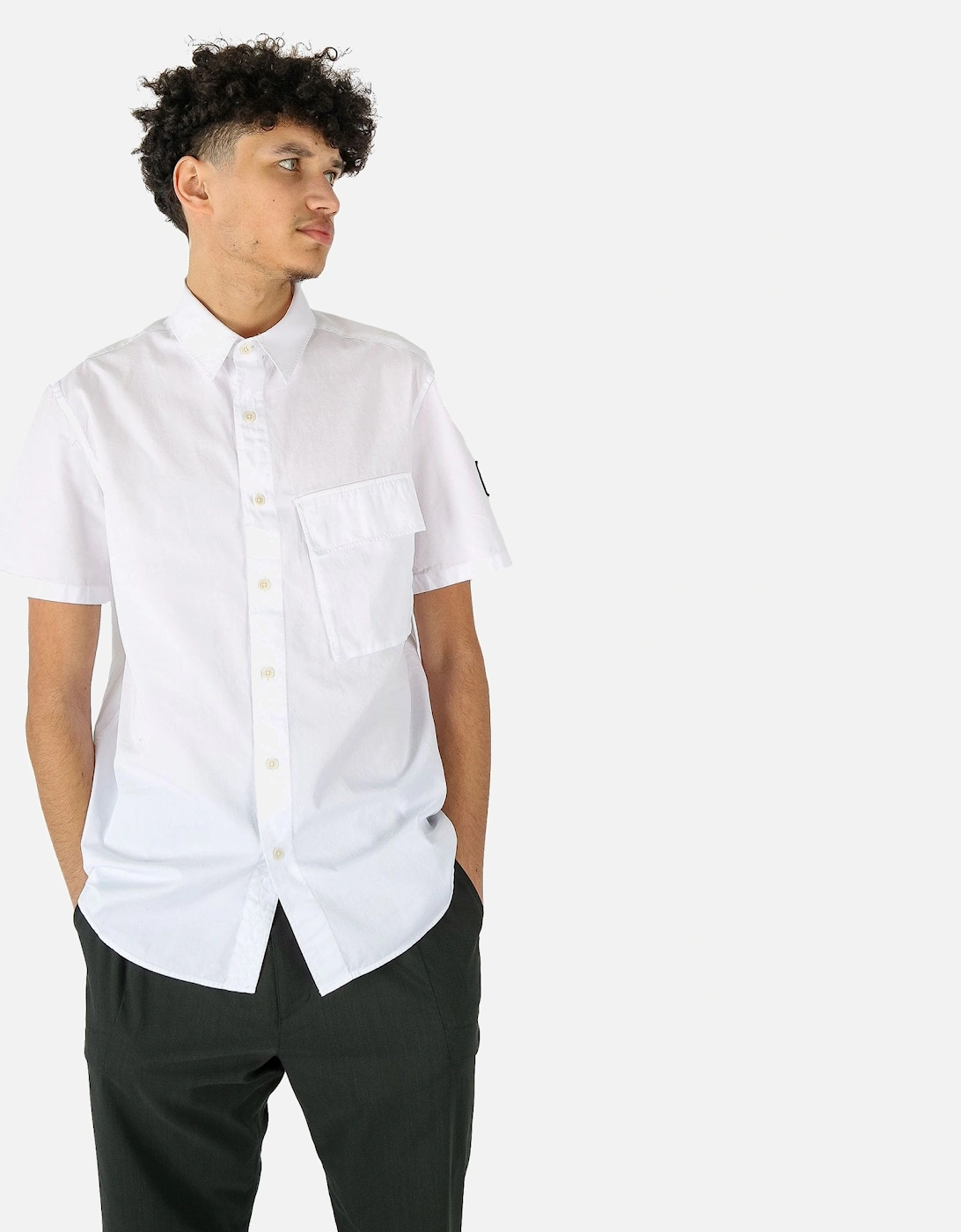 Scale SS Chest Pocket White Shirt