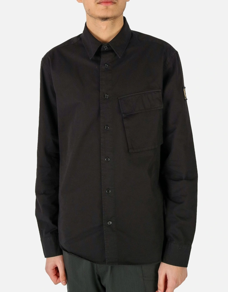 Scale Chest Pocket Black Shirt