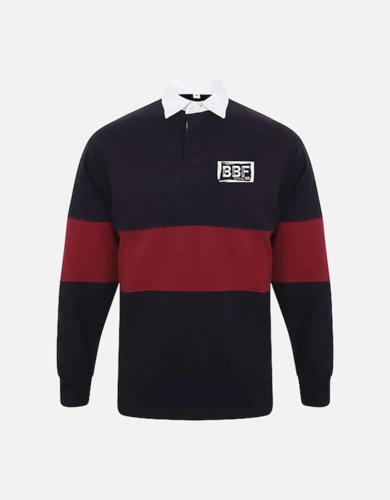 Back British Farming Panelled Rugby Top Navy/Burgundy