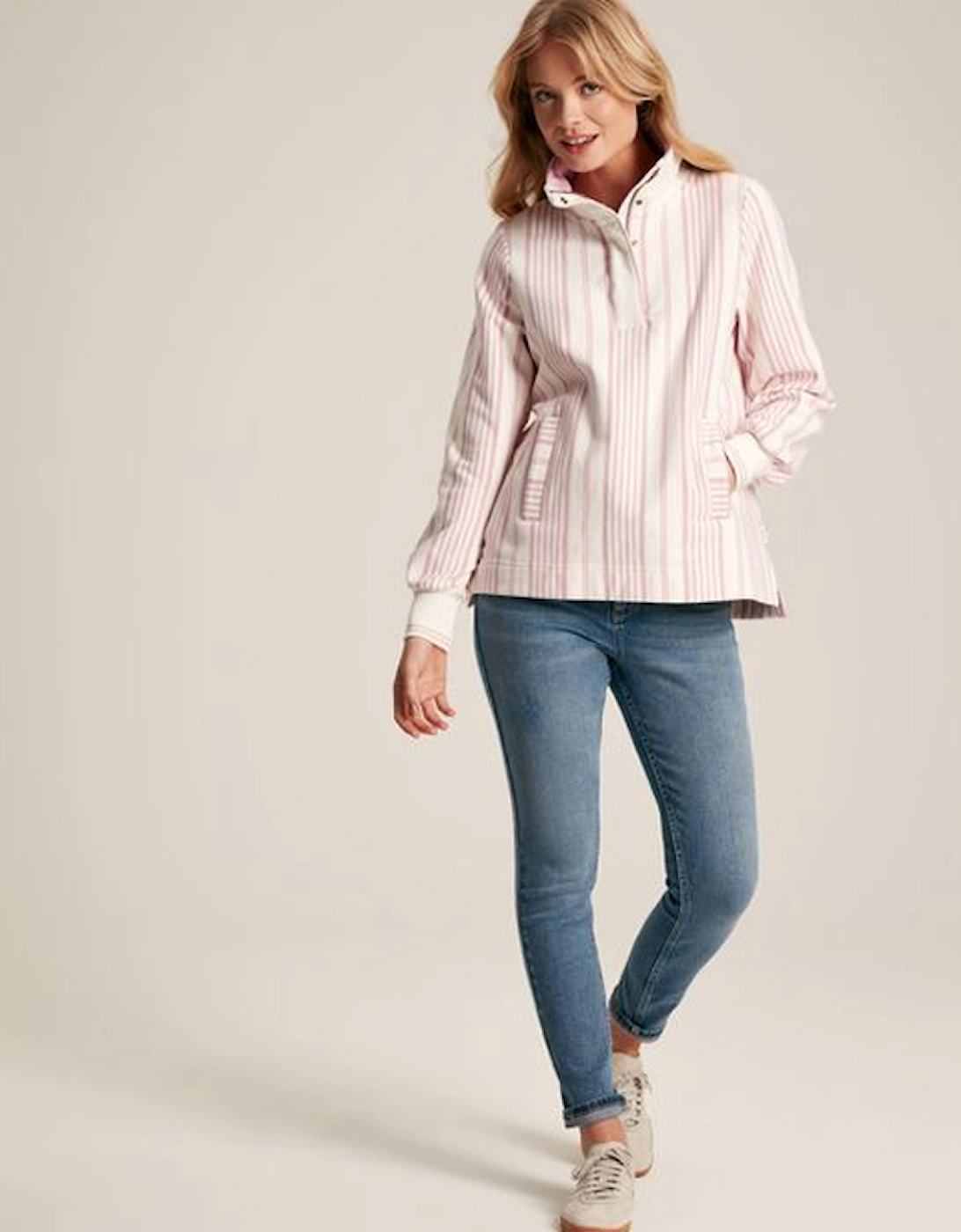 Women's Burnham Jersey Relaxed Fit Sweatshirt Pink/White