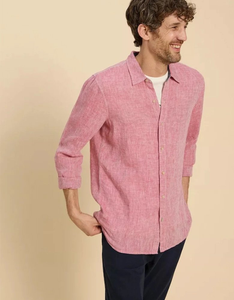 Men's Pembroke Long Sleeve Linen Shirt Mid Red