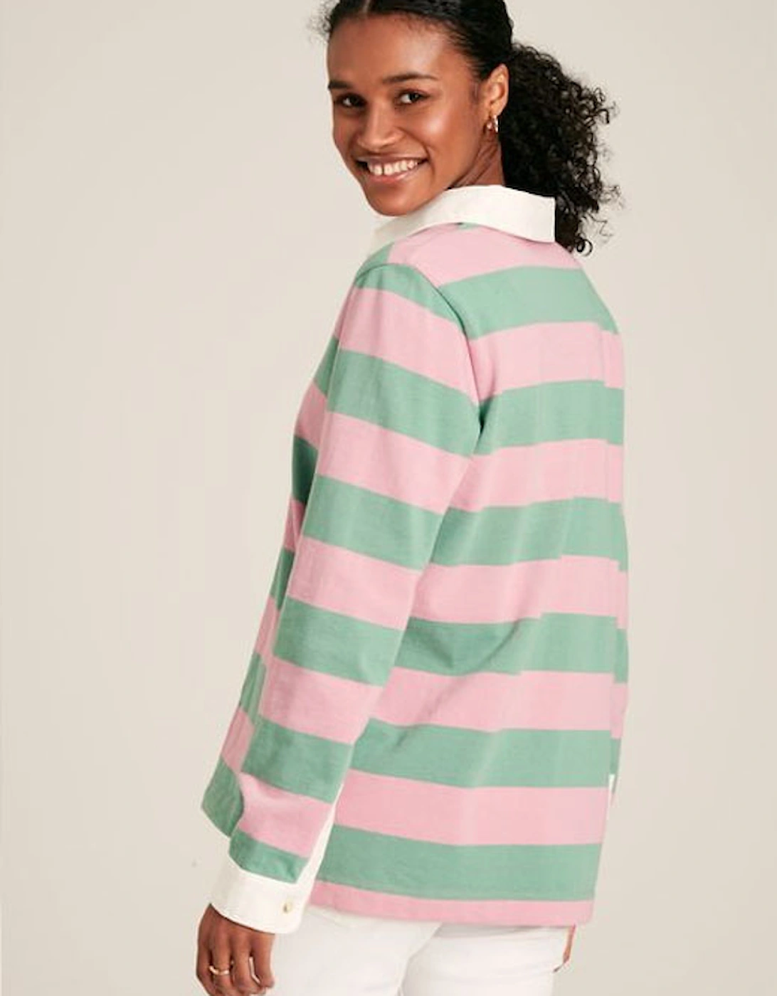 Women's Falmouth Rugby Shirt Pink Green Stripe