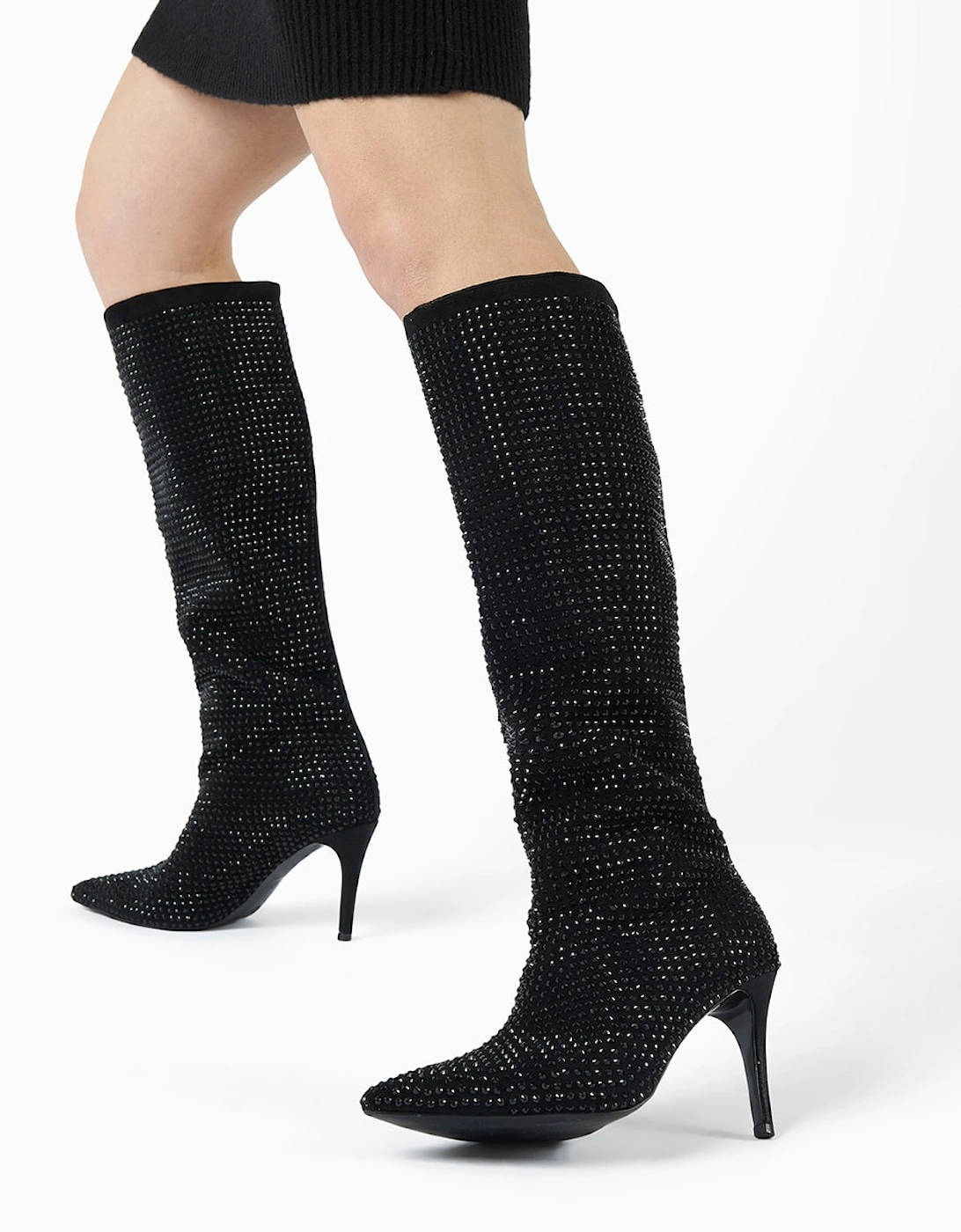 Ladies Sparkly - Embellished Knee High Boots