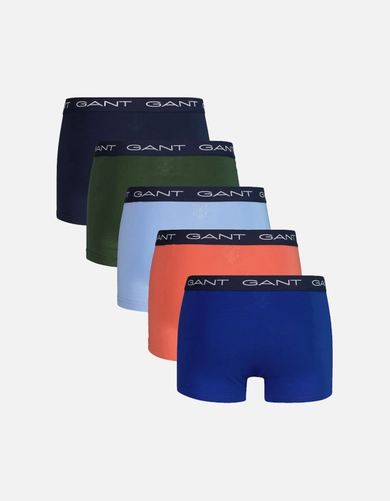 5-Pack Contrast Waistband Boxer Trunks, Multicoloured