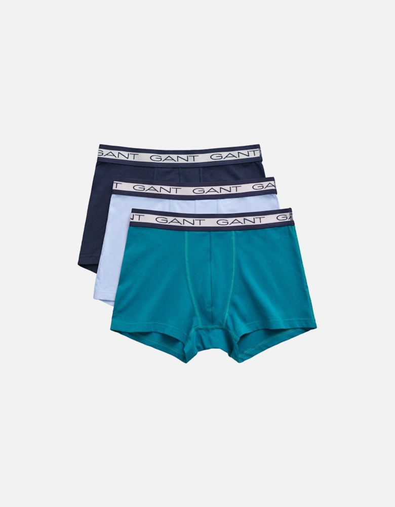 3-Pack Core Boxer Trunks, Ocean Turquoise