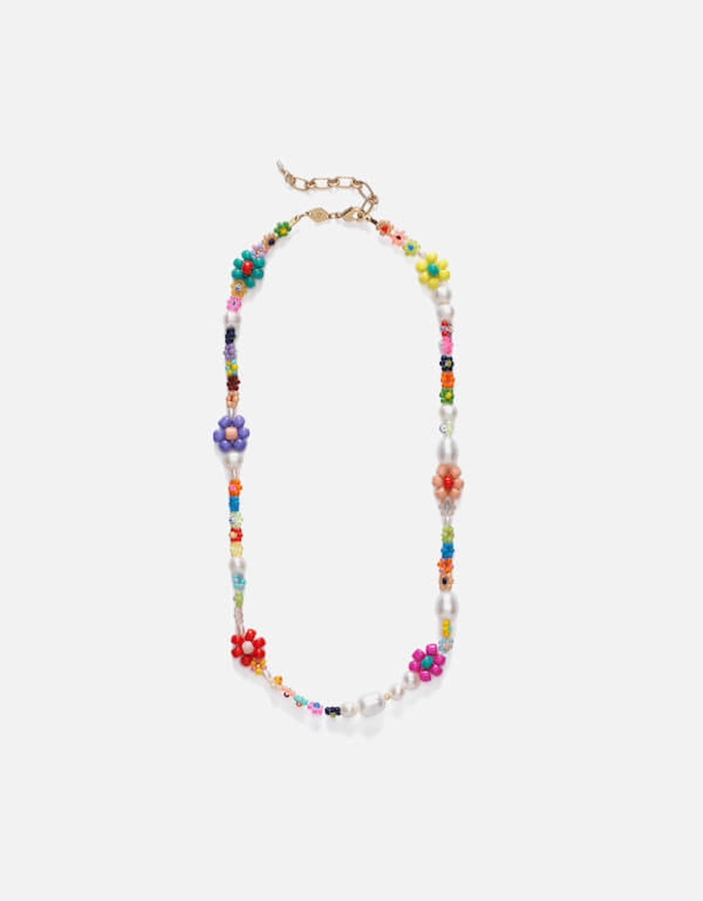 Mexi Flower Pearl and Bead Necklace