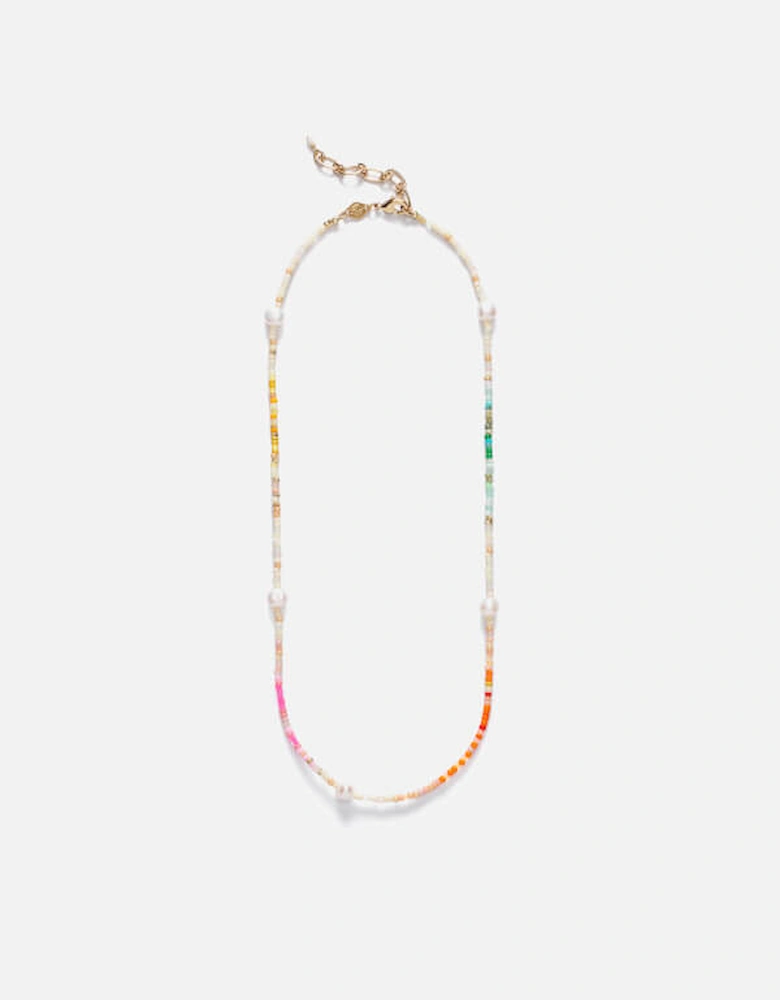 Rainbow Nomad Pearl and Bead Necklace