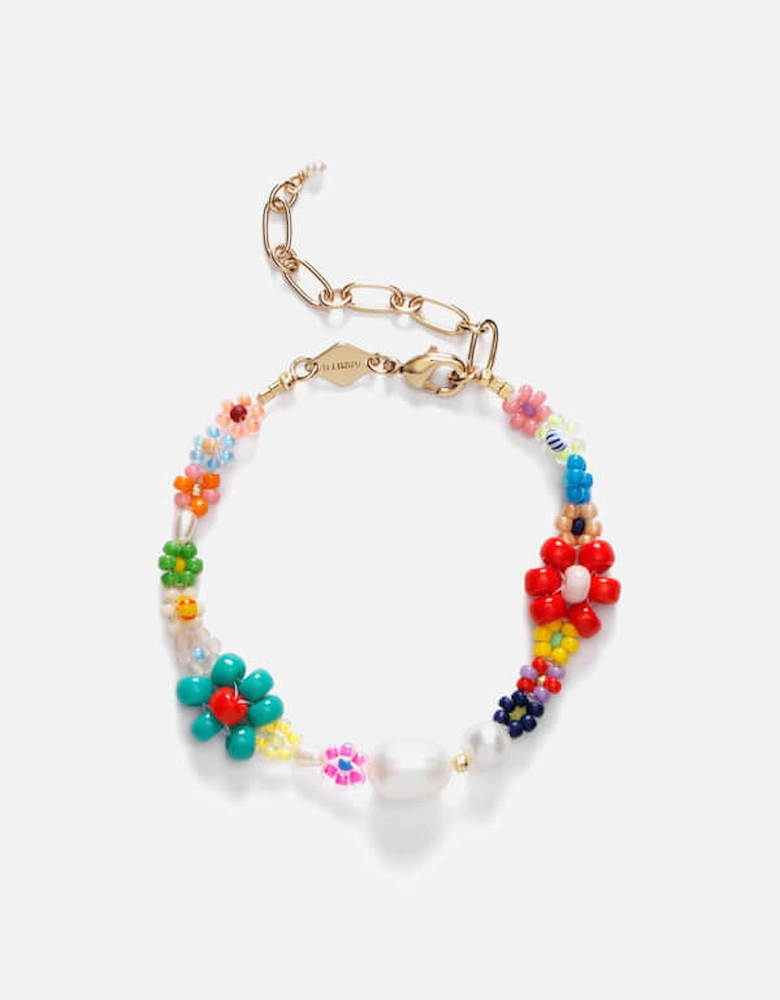 Women's Mexi Flower Pearl and Glass Bead Bracelet