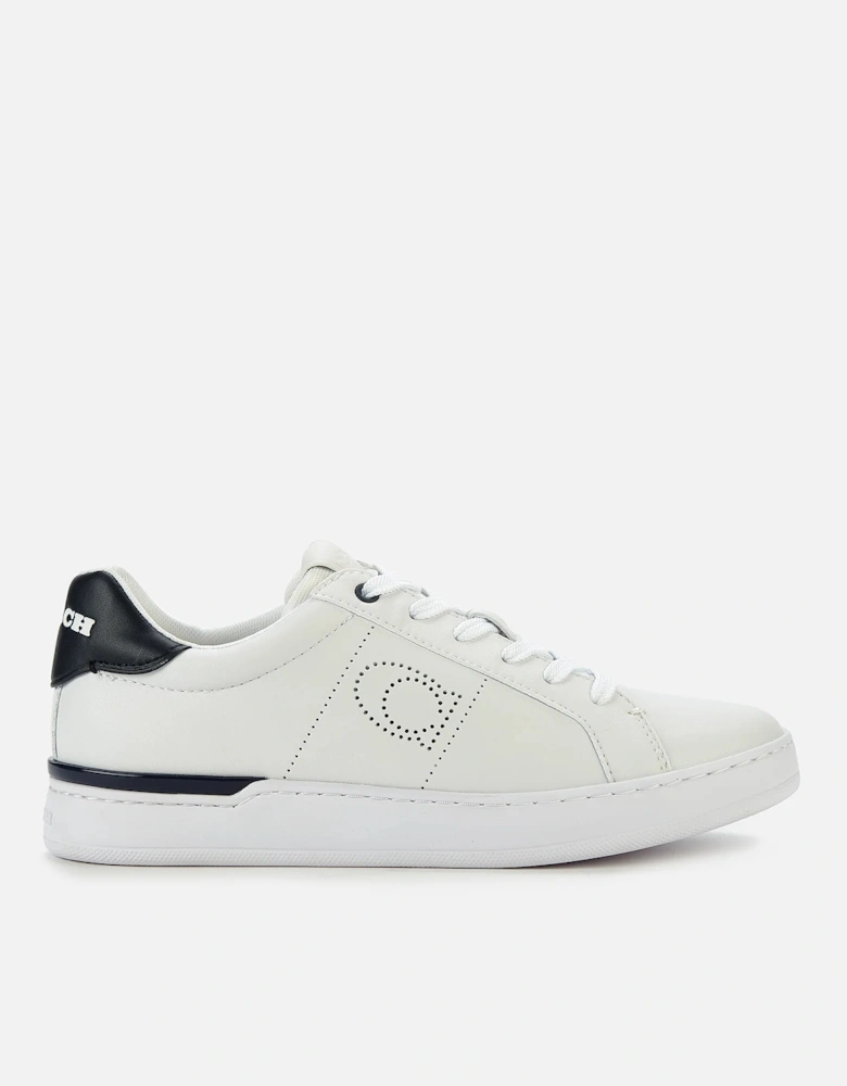 Women's Lowline Leather Cupsole Trainers - Optic White/Midnight Navy - - Home - Brands - - Women's Lowline Leather Cupsole Trainers - Optic White/Midnight Navy