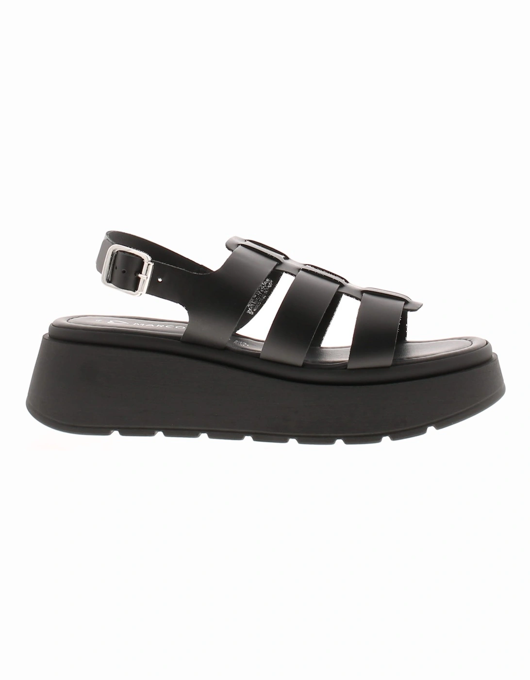 Womens Sandals Wedge Marin Leather Buckle black UK Size