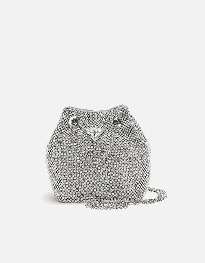 Lua Crystal-Embellished Mesh Pouch