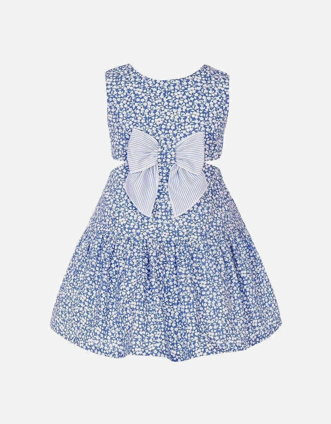 Girls Blue & White Bow Dress, 2 of 1