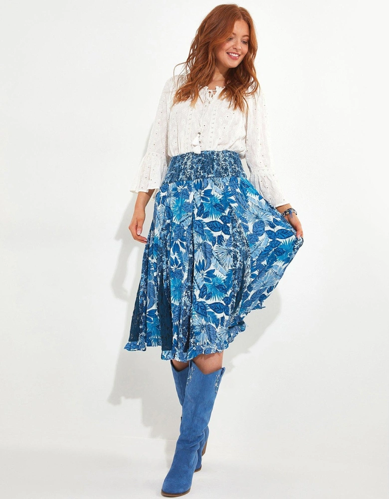Printed Midi Skirt - Blue