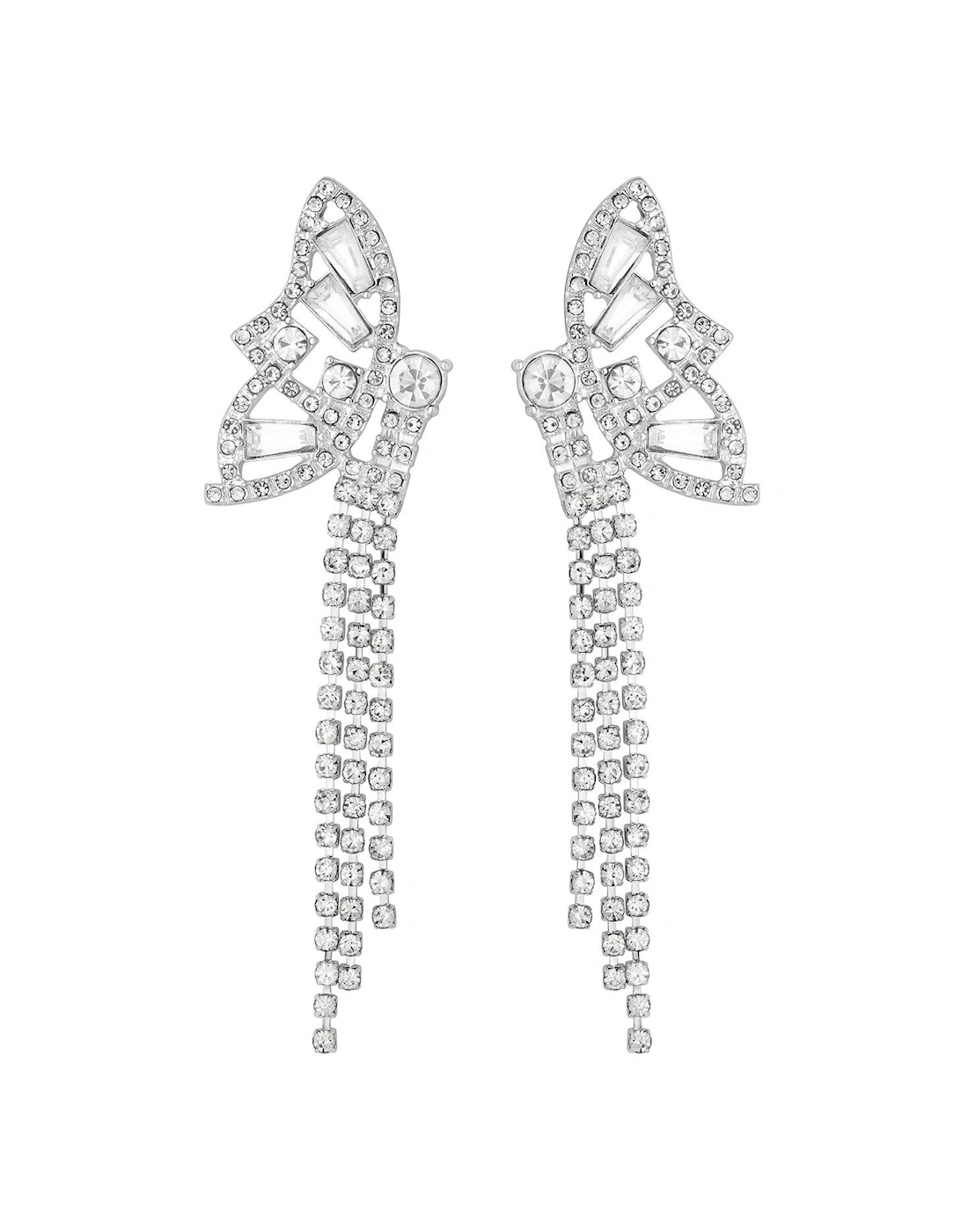 SILVER CRYSTAL STATEMENT BUTTERFLY EARRING, 2 of 1