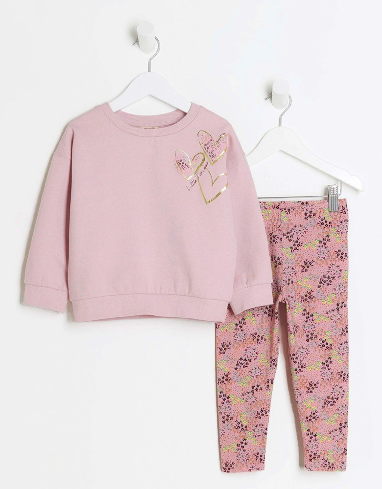 Mini Mini Girls Sweatshirt And Leggings Set - Purple