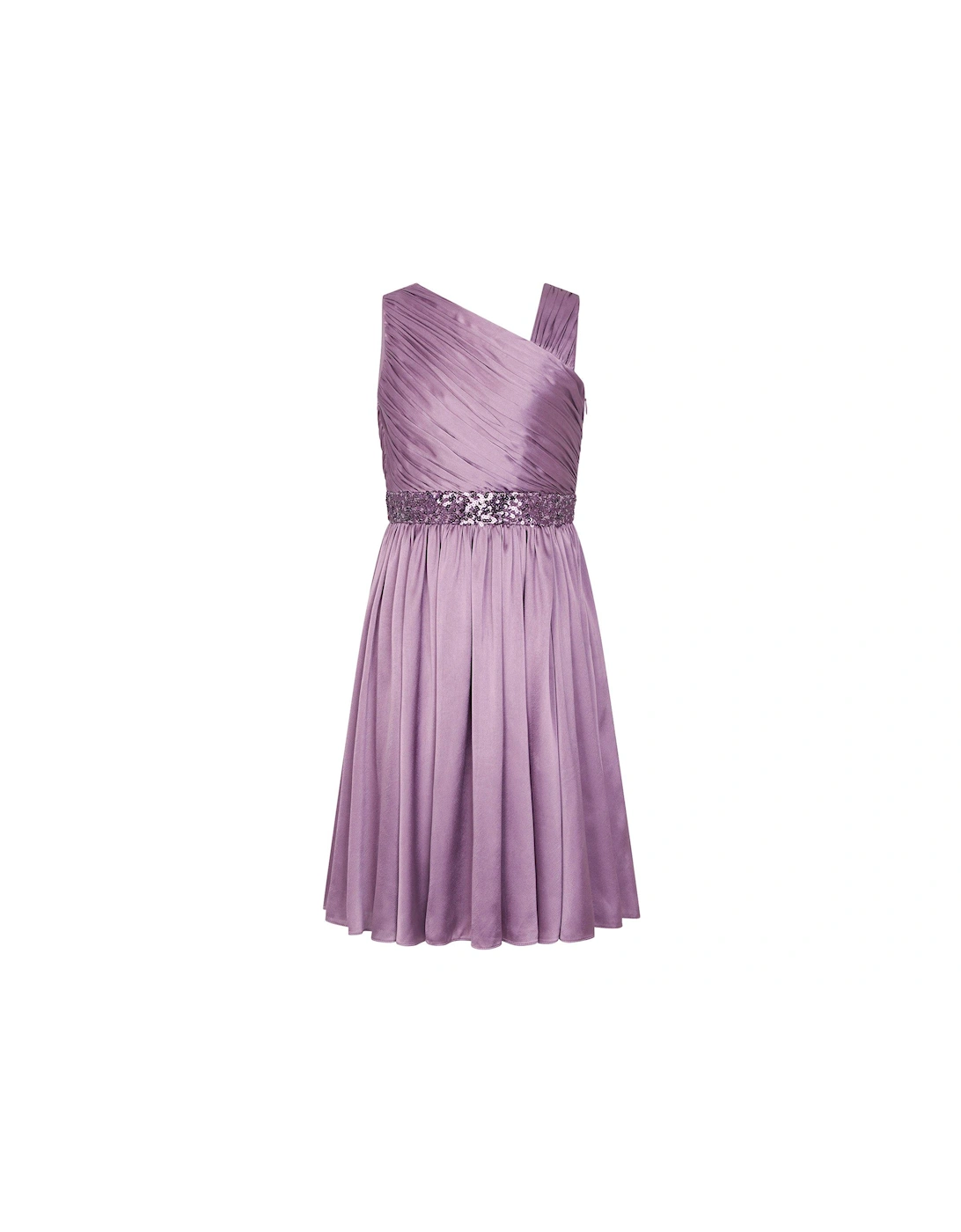 Girls Satin Abigail One-shoulder Dress - Purple, 3 of 2