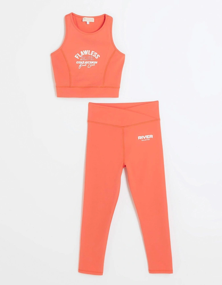 Girls Ri Active Top And Leggings Set - Orange
