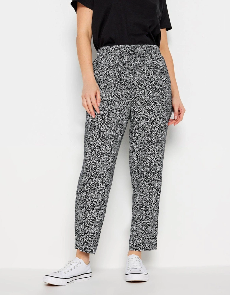 Petite Black And White Ditsy Printed Trouser