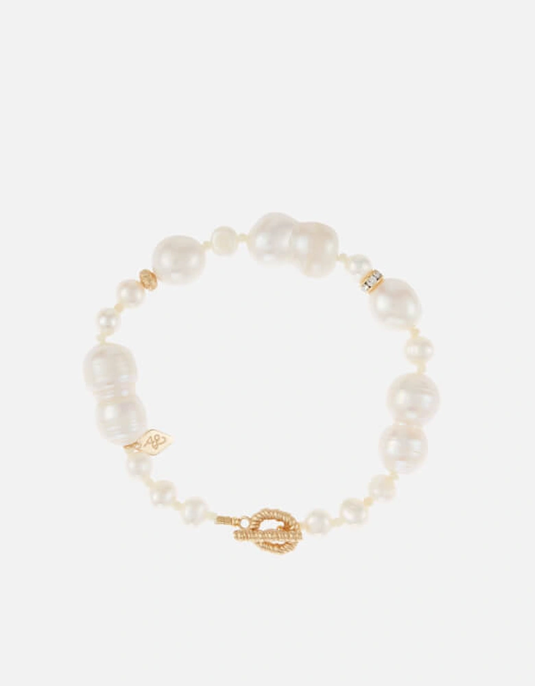 Gold-Tone and Glass Pearl Bracelet