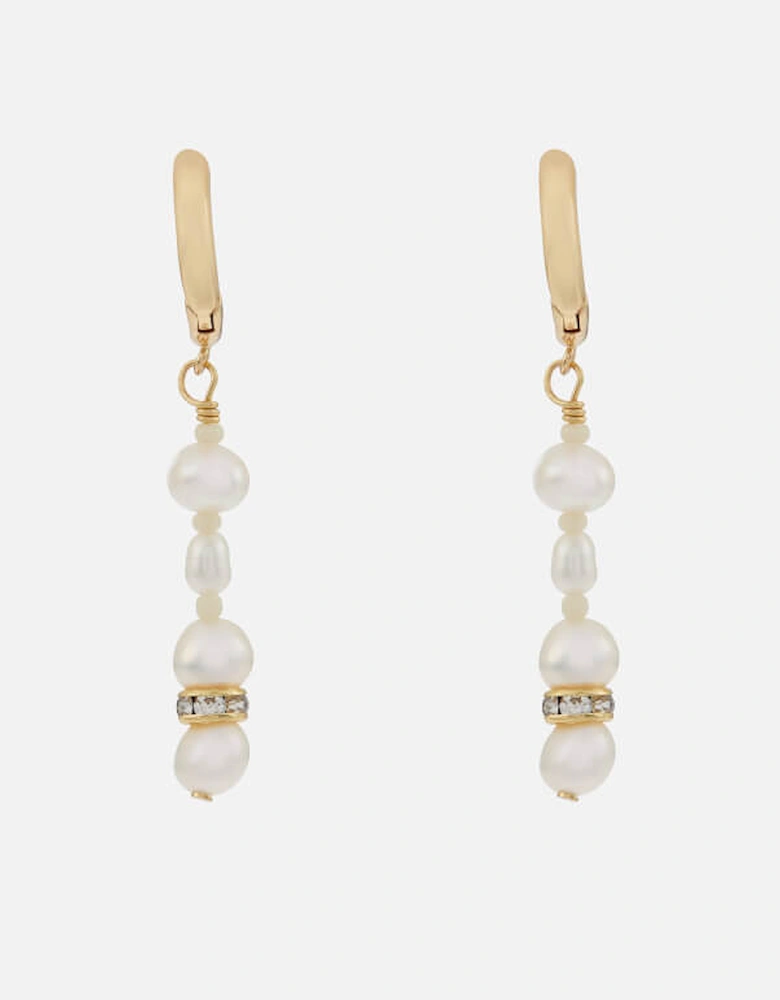 Gold-Tone and Glass Pearl Hoop Earrings
