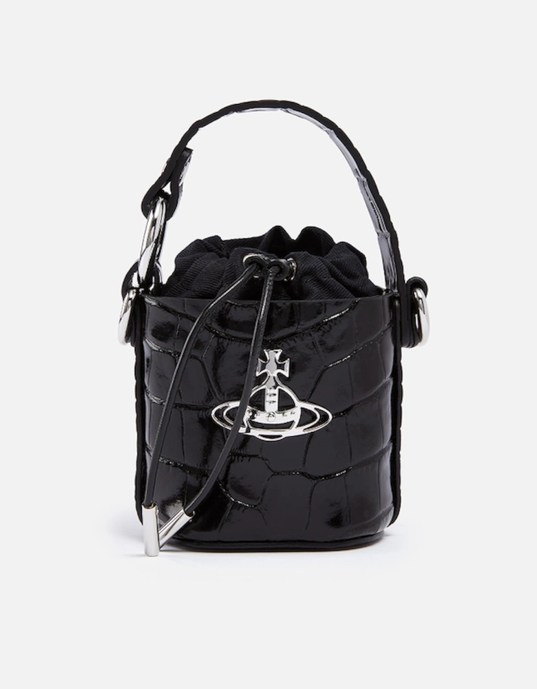 Mini Daisy Croc-Effect Leather Bucket Bag