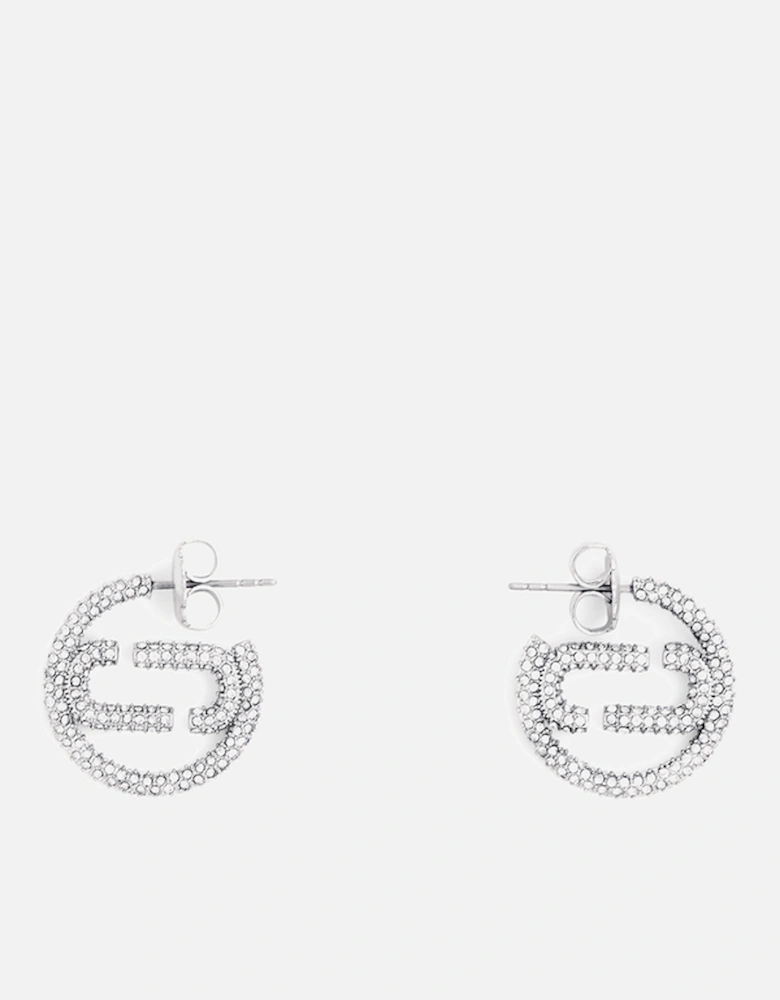 Small Crystal Silver-Plated Hoop Earrings