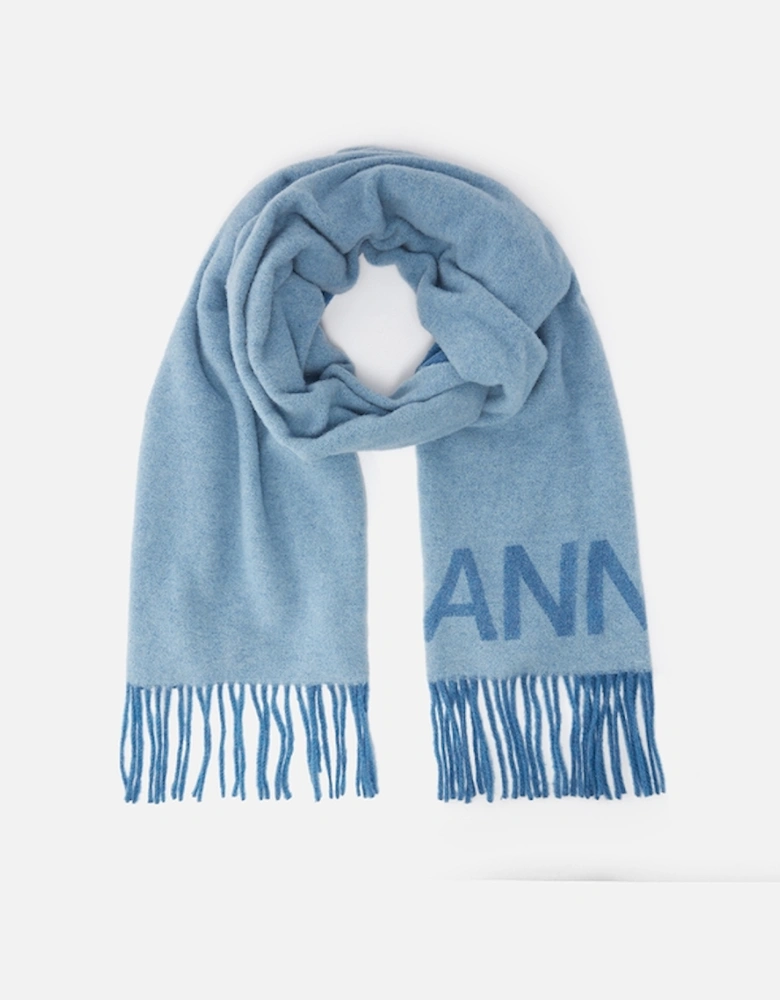 Logo-Intarsia Recycled Wool-Blend Fringed Scarf