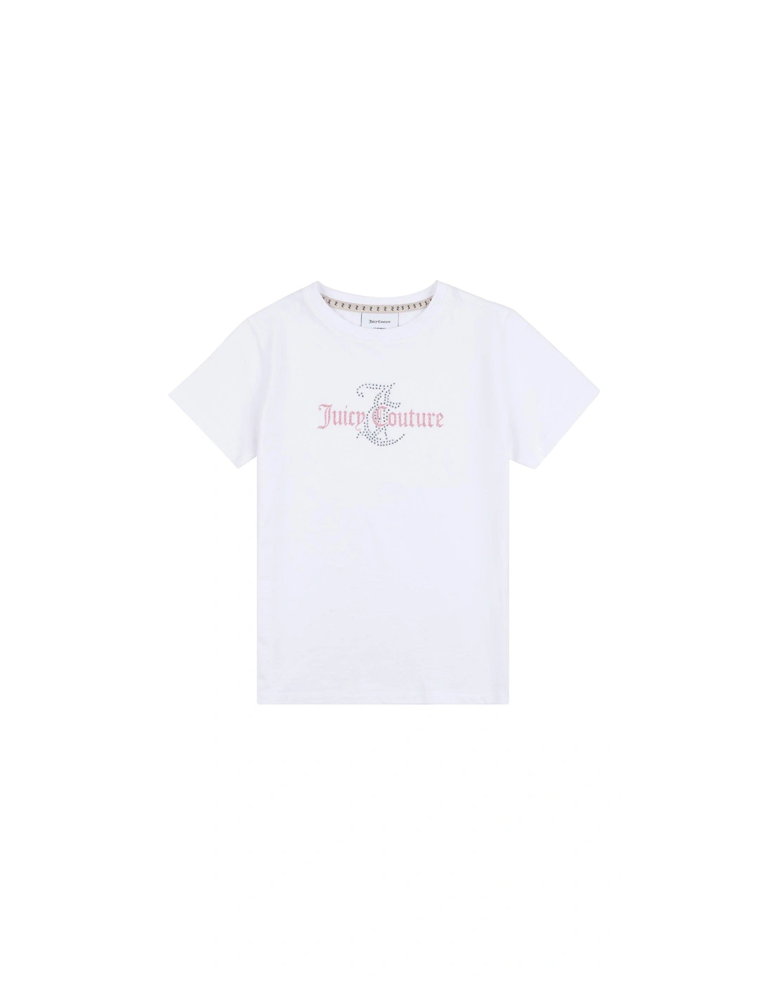 Girls Diamante Regular Short Sleeve T-shirt - Bright White, 3 of 2